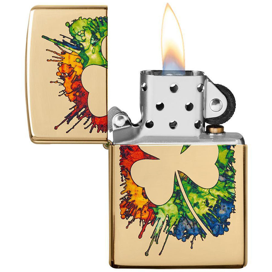 Bật Lửa Zippo 49125 – Zippo Graffiti Clover Design High Polish Brass