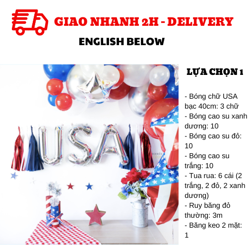 Bộ combo trang trí ngày Quốc Khánh Mỹ - 4 of July qkm29