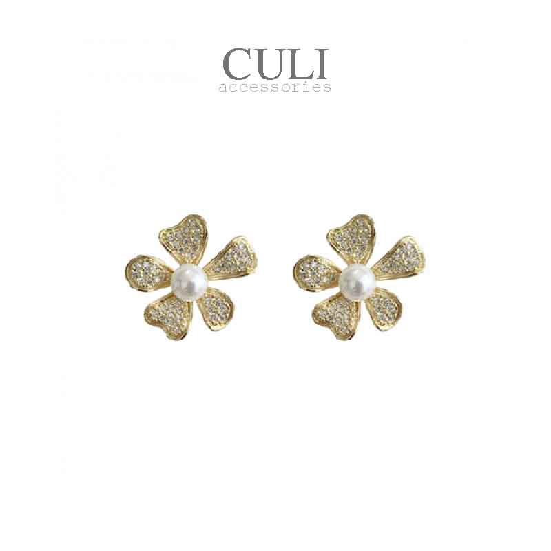 Khuyên tai, Bông tai thời trang hình hoa đính đá HT660 - Culi accessories