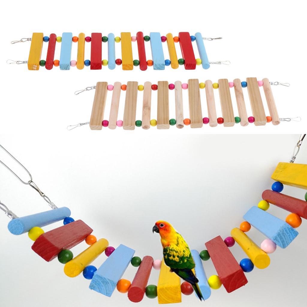Bird Toys Wood Bird Ladder Step Parrot Ladder Swing Training Bridge Colorful