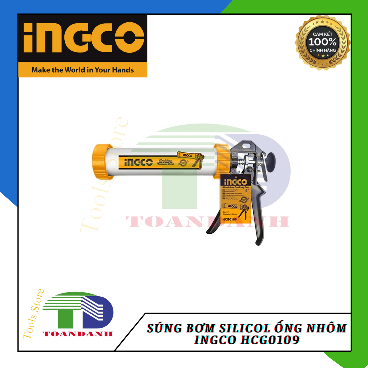 Súng bơm silicol ống nhôm Ingco HCG0109