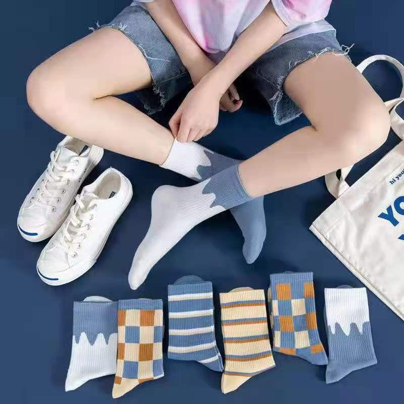 Combo Tất nữ thời trang trẻ trung nhiều màu sắc hoạ tiết caro dễ thương và ngắn cổ bèo họa tiết mặt cười-TO68