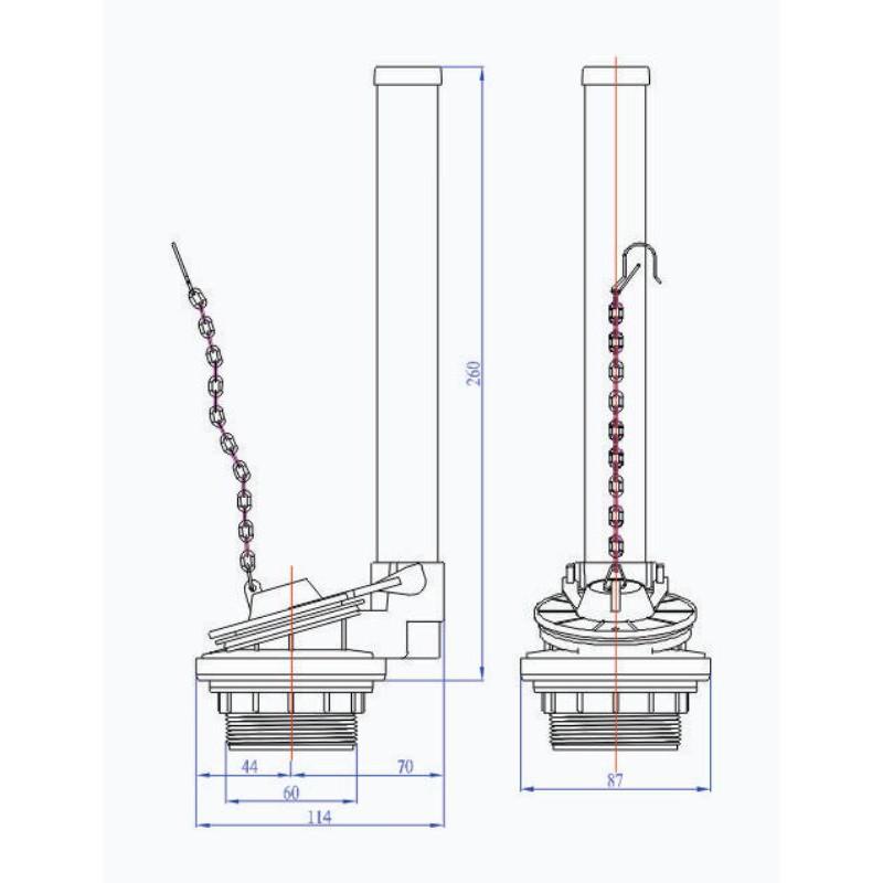 VAN XẢ BỒN CẦU GẠT, 1 NHẤN FV01 DÙNG CHO KÉT NƯỚC RỜI