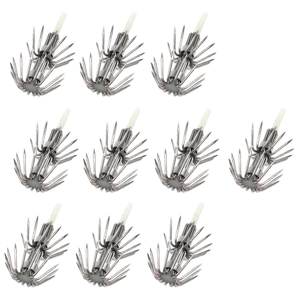 20 Pieces Stainless Steel Luminous Squid Lure Hooks Fishing Egi Jig