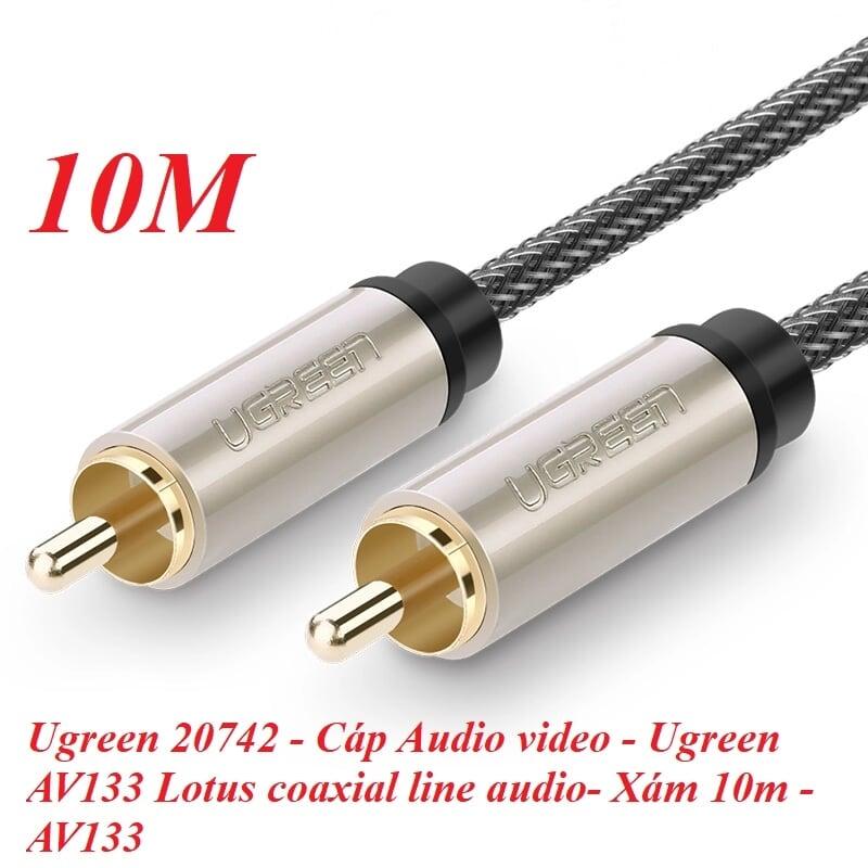 Ugreen UG20742AV133TK 10M màu Xám Cáp âm thanh bông sen Coaxial cao cấp - HÀNG CHÍNH HÃNG