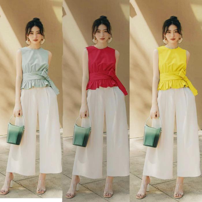 ÁO PEPLUM THẮT NƠ EO RUBY