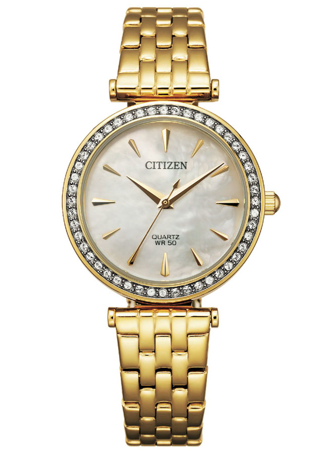 Đồng Hồ Nữ Citizen Đính Đá Swarovski Dây Thép Không Gỉ ER0212-50Y - Mặt Xà Cừ