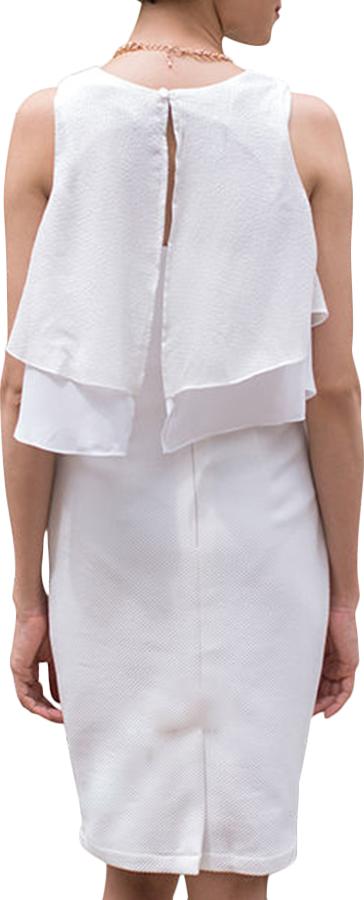 Bộ Đầm Dây Ôm Và Áo Xòe Lụa Hai Tầng Hanali - Trắng