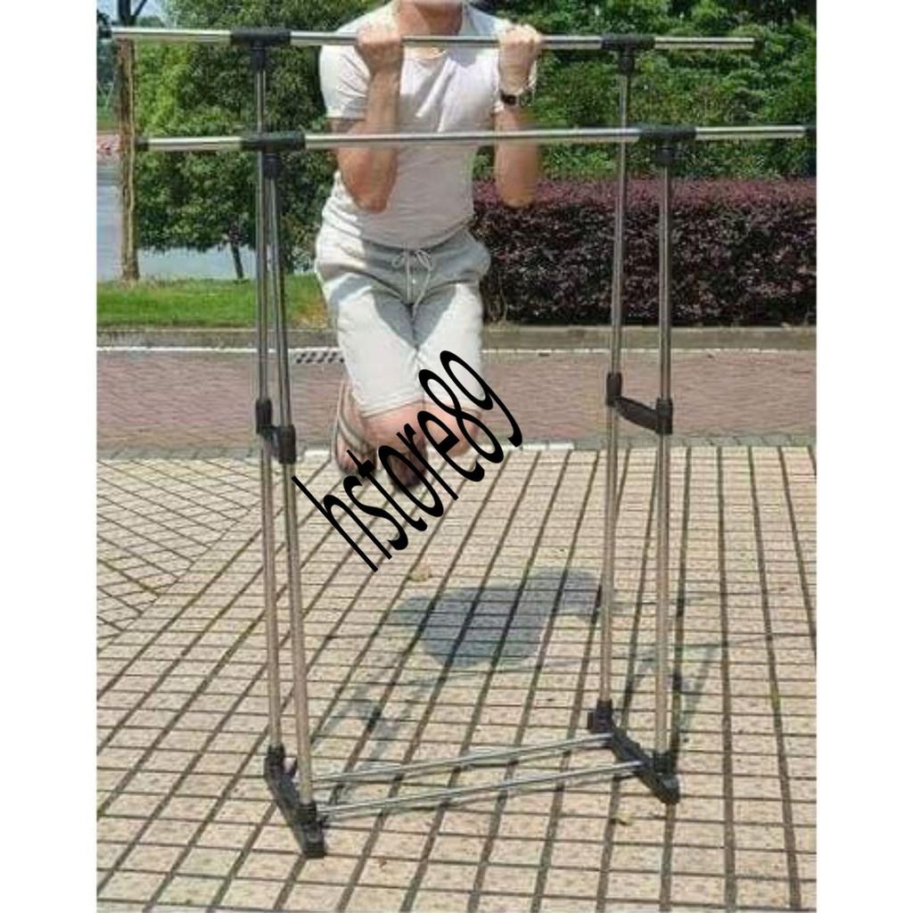 giàn phơi quần áo , sào phơi đồ thông minh 2 tầng inox có bánh xe di chuyển giàn phơi quần áo thông minh 2 tầng inox