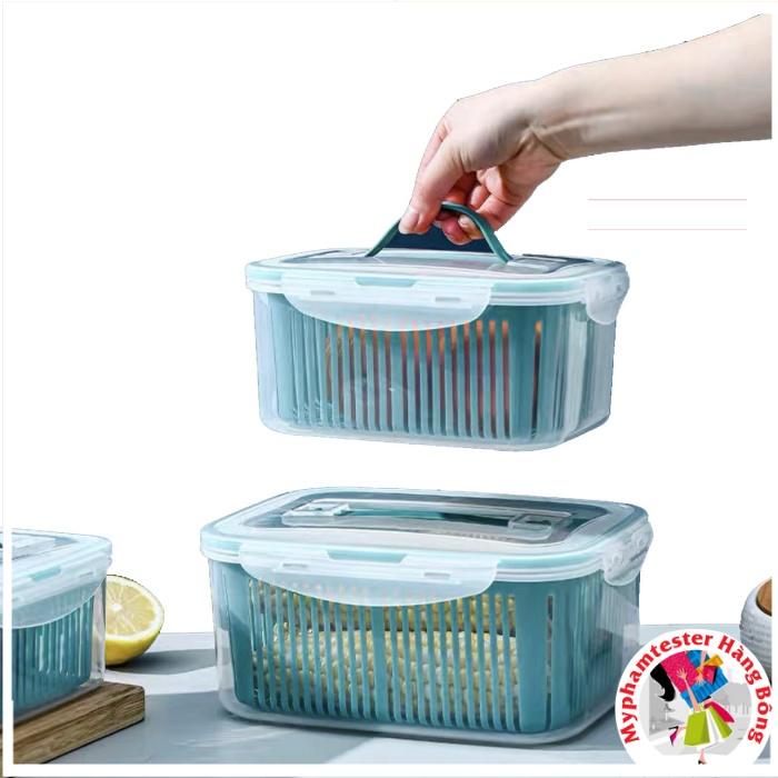 Bộ 5 hộp 2 lớp rổ đựng đồ tủ lạnh đa năng thông minh cao cấp
