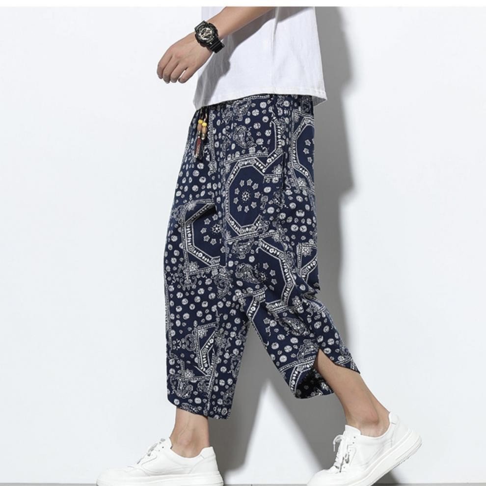 Quần Jogger Nam Chất Thô Đũi Họa Tiết