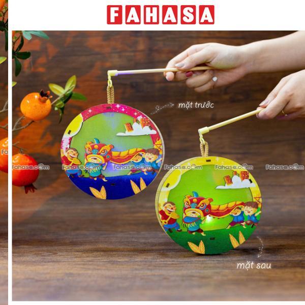 Lồng Đèn Trung Thu Gỗ 2 Mặt Màu - Bách Mộc - Lân Tròn