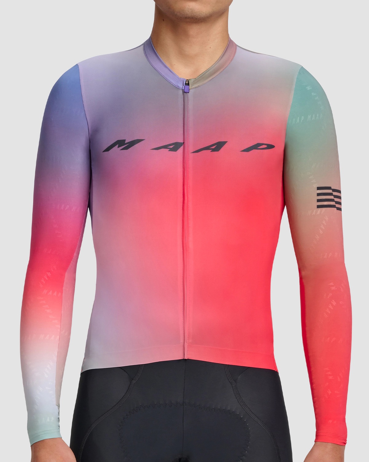 Áo Thể Thao Đạp Xe Nam MAAP Blurred Out Pro Hex LS Jersey 2.0 - Màu Red Mix