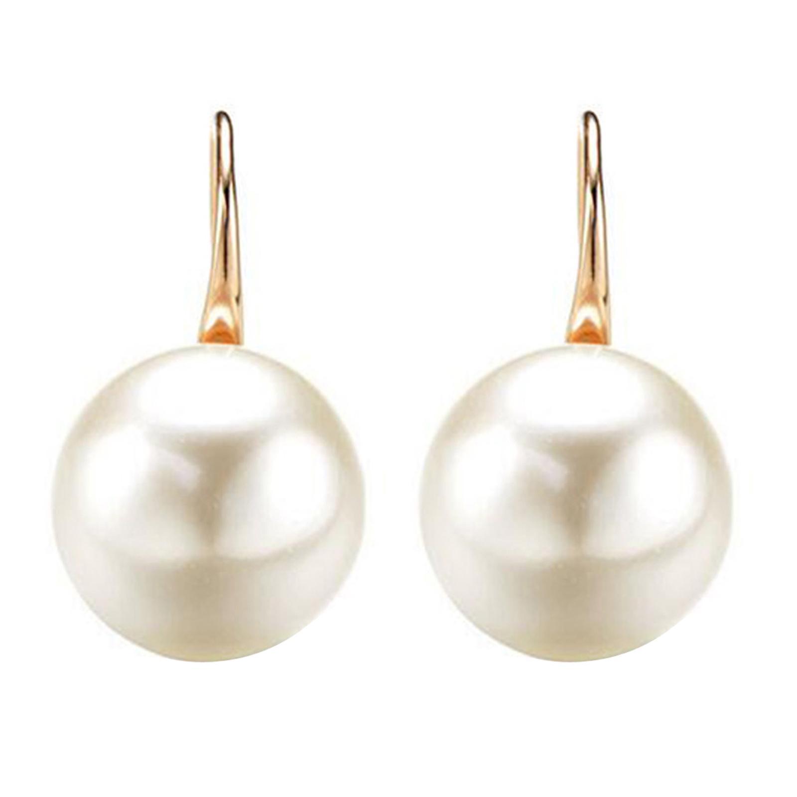 Pearl Earrings Faux Classic Elegant Ear Hook Jewelry Drop Earrings Women