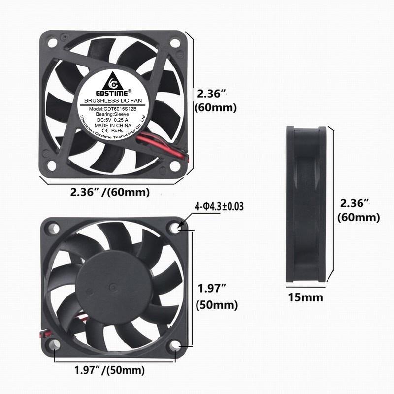 1 Pcs Gdstime 60mm x 11mm DC 1V Brushless PC CPU Cooling Fan 60x60x11mm 6011 Motor Cooler Radiator 6cm 1Pin