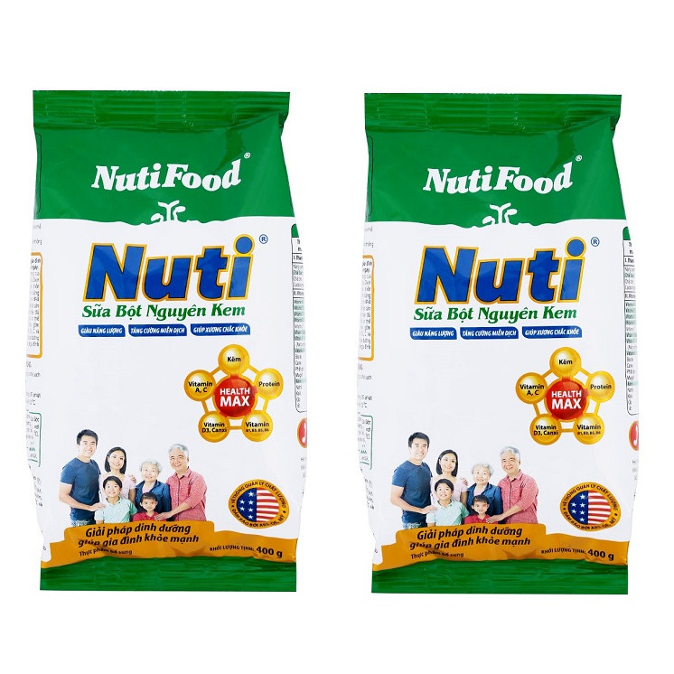 Bộ 2 Túi Sữa Bột Nguyên Kem Nutifood (400g)