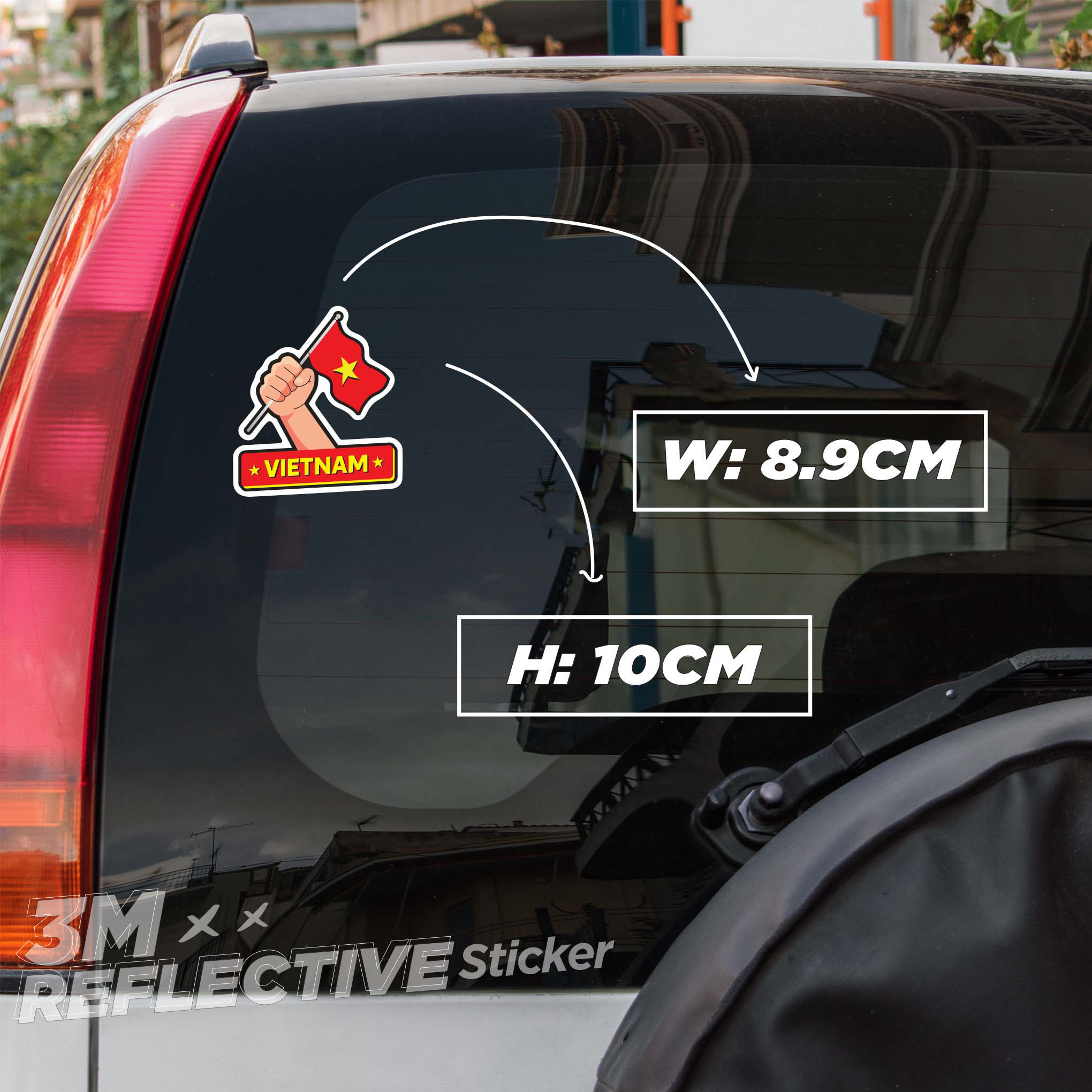VIETNAM FLAG POWER HAND 3M - Reflective Sticker Die-cut Hình dán phản quang STICKER FACTORY