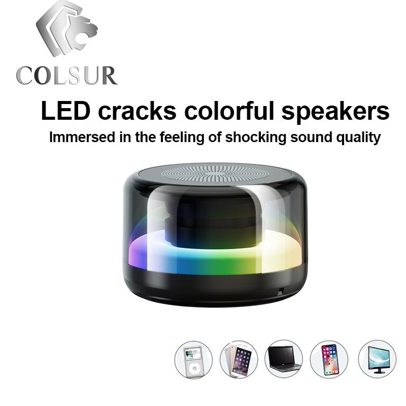 Điện thoại di động Bluetooth Loa chất lượng cao Đèn đầy màu sắc Không dây Hộp âm thanh nhỏ Subwofer Subwa di động Home Tác động Mini Quà tặng Color: Black with 8G