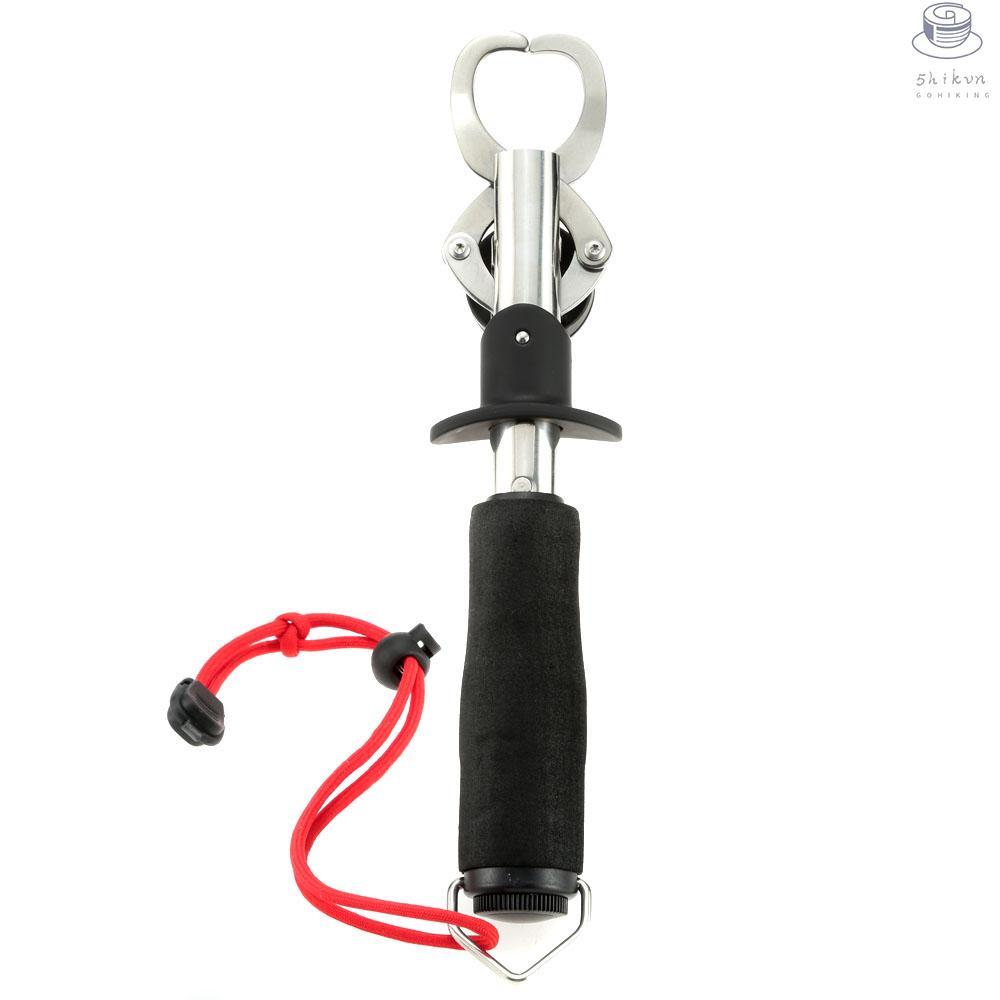 Portable Fish Lip Grabber Gripper Grip Stainless Steel Fishing Gear Fish holder with Weight Scale Ruler
