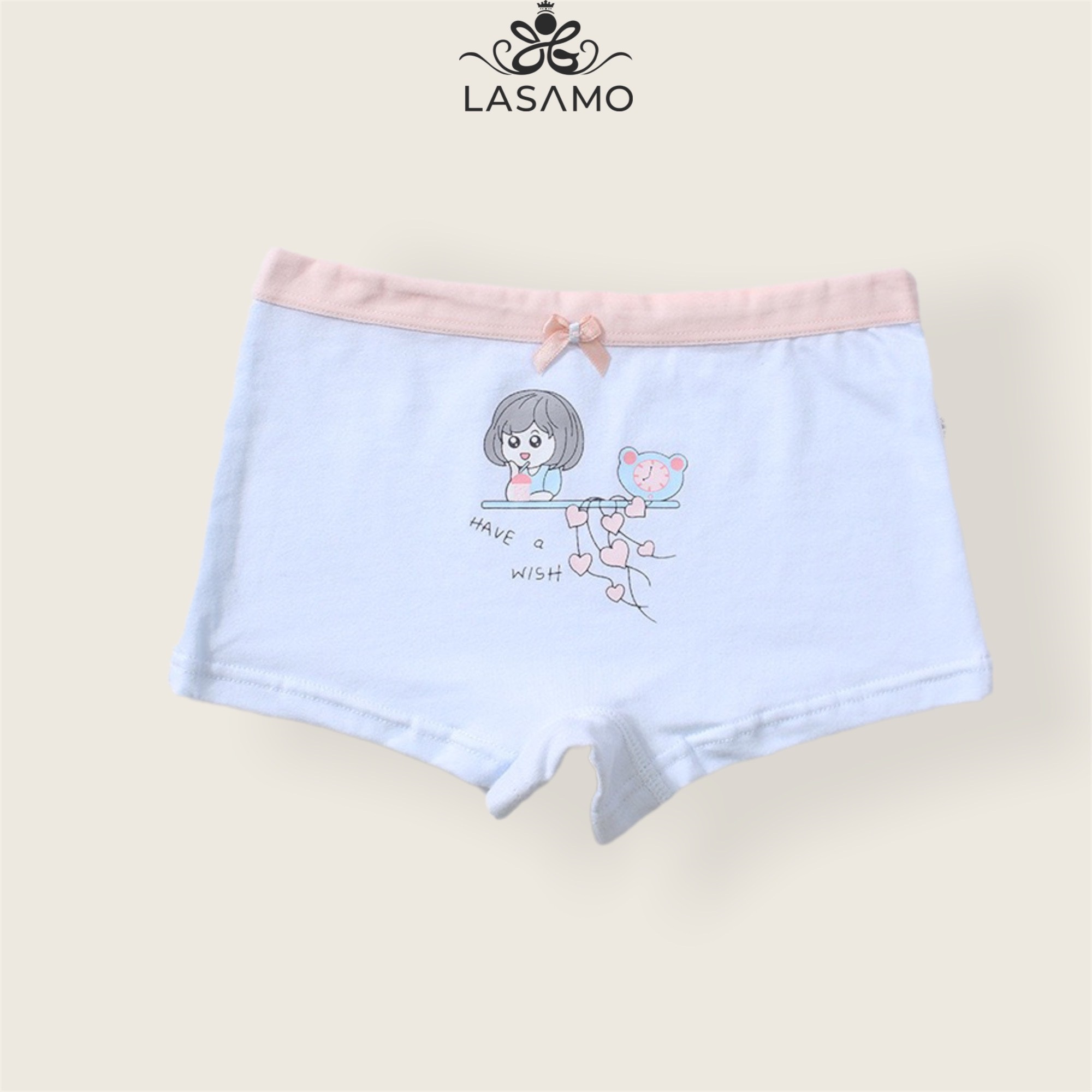 Quần chip bé gái, quần lót cho bé gái cotton cao cấp họa tiết Em bé dễ thương hãng LASAMO mã QLB015