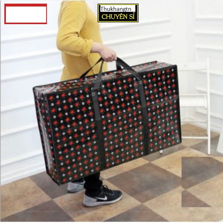 Túi bạt có dây kéo quai xách đựng đồ, kích thước 70*70*30 cm