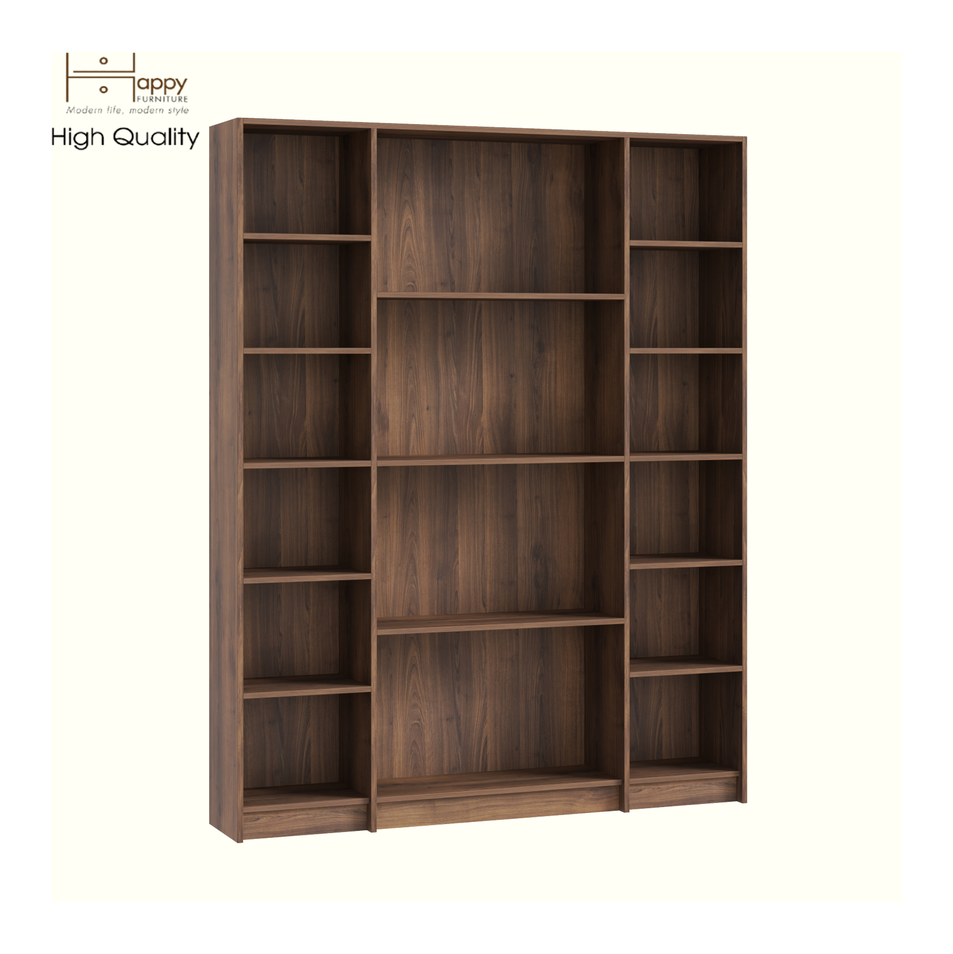 HAPPY FURNITURE , Kệ sách nhiều ngăn - CATY, KSA_082 , 160cm x 30cm x 202cm DxRxC