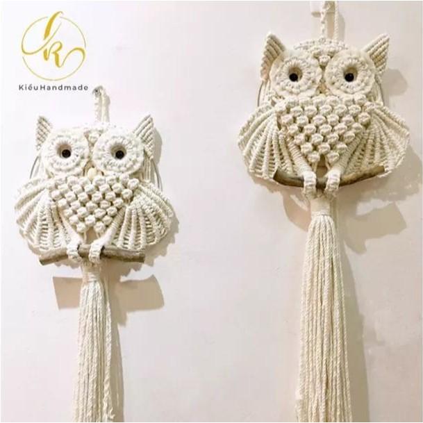 Cú macrame trang trí tường- ảnh thật