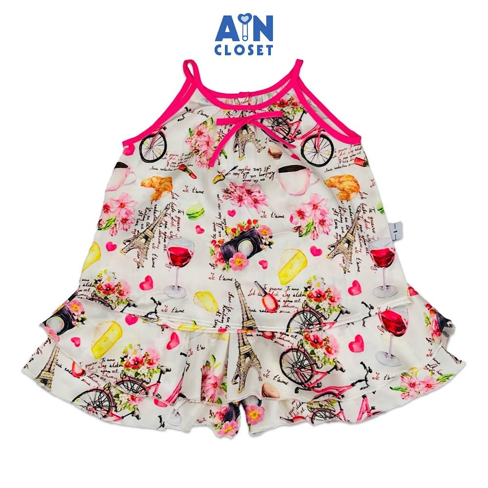 Bộ quần áo Ngắn bé gái hoạ tiết Paris Hồng Lụa Pháp - AICDBGIBCJQ0 - AIN Closet