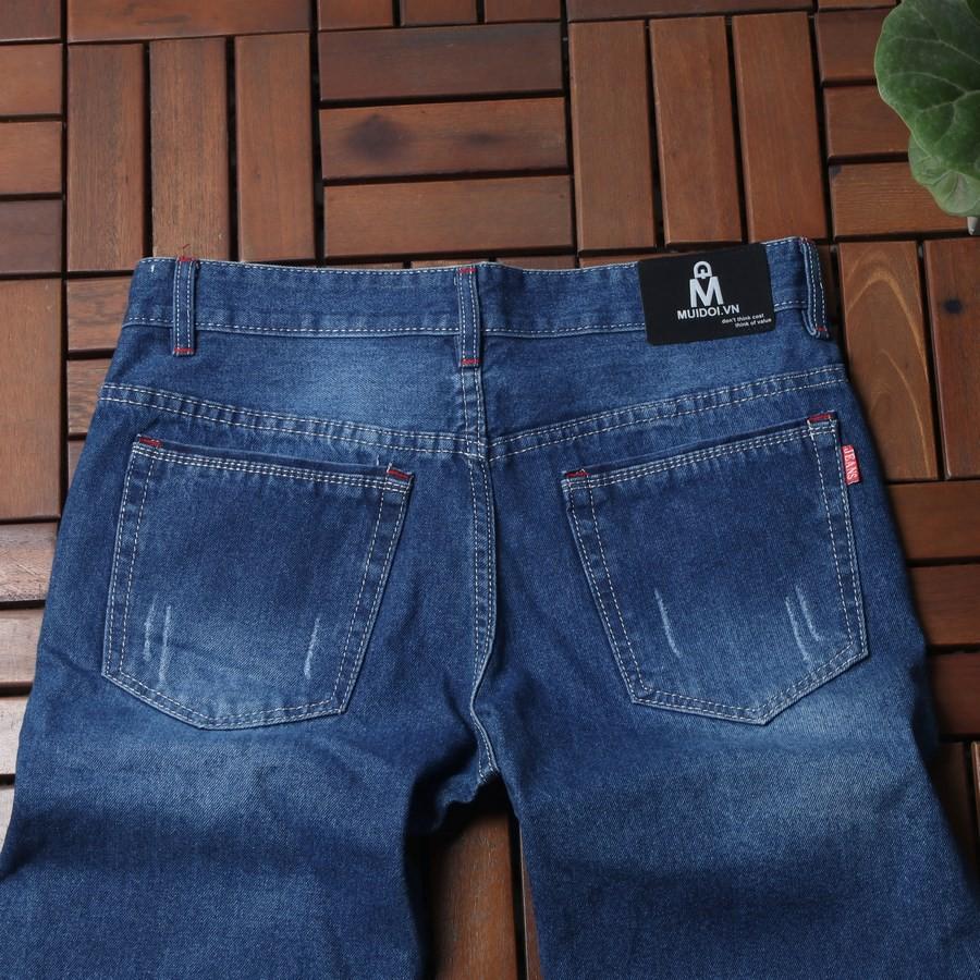 Quần short jean nam xanh cào xước GN37 Gấu Nâu