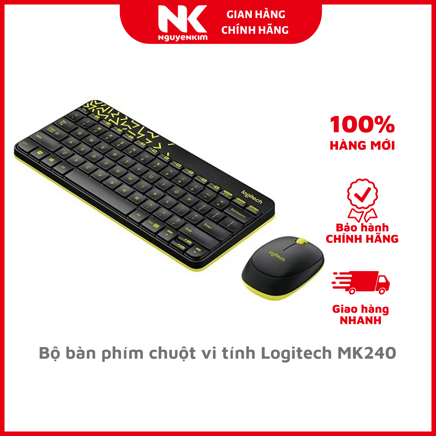 Bộ bàn phím chuột vi tính Logitech MK240 - Hàng Chính Hãng