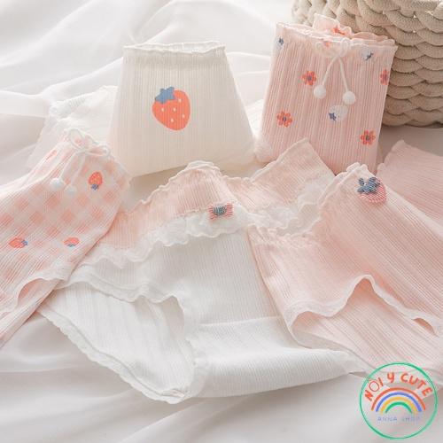 Set 5 quần lót cotton kháng khuẩn dâu tây dễ thương cute từ 26- 46 Kg Quần chip bé gái size nhỡ