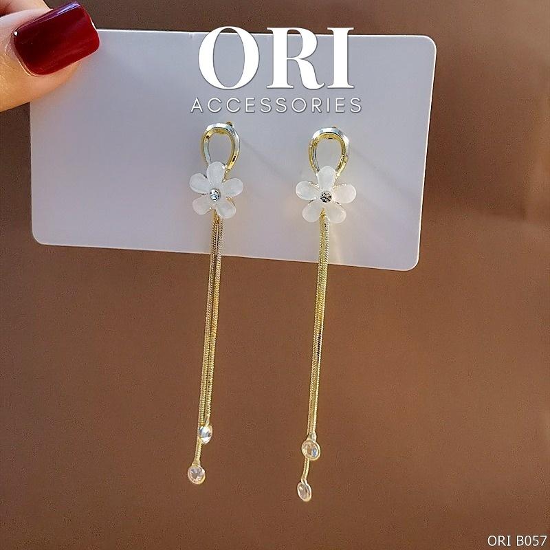 Khuyên tai bông hoa đính đá dáng dài Jocasta sang trọng ORI ACCESSORIES B057