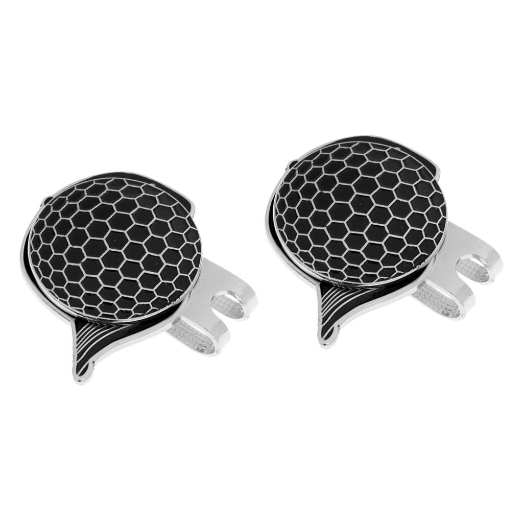 2 Sets of Fashion Cap Stainless Steel Golf Hat Clip Magnetic with Ball Marker