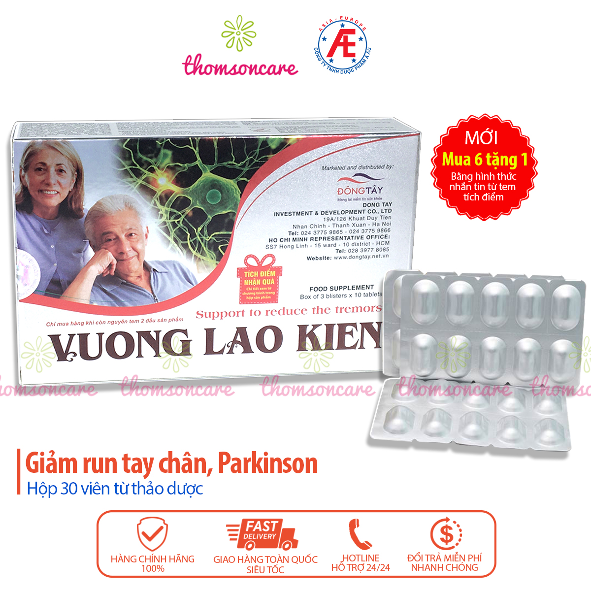 Vương Lão Kiện - Giảm run tay run chân ở người cao tuổi- Có tem tích điểm chính hãng Á Âu