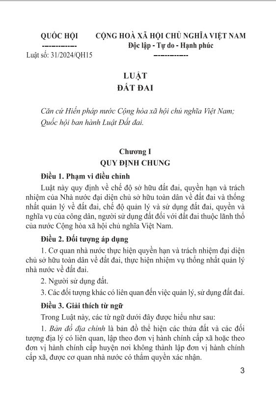 Sách - Luật Đất Đai (Nước Cộng Hòa Xã Hội Chủ Nghĩa Việt Nam - Sữa đổi bổ sung năm 2024) - ndbooks