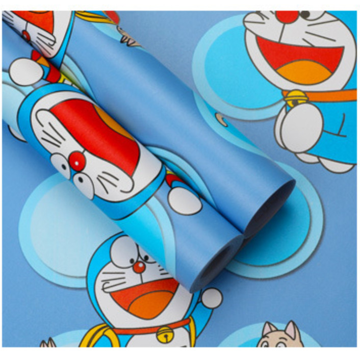 Cuộn 5m Decal Giấy Dán Tường DOREMON Ô TRÒN