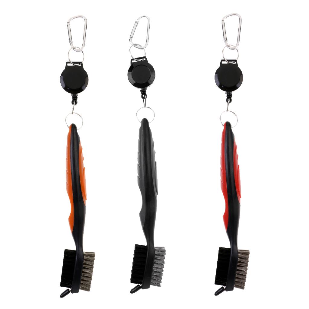 Double Sides Golf Club Brush Groove Cleaner with Retractable String