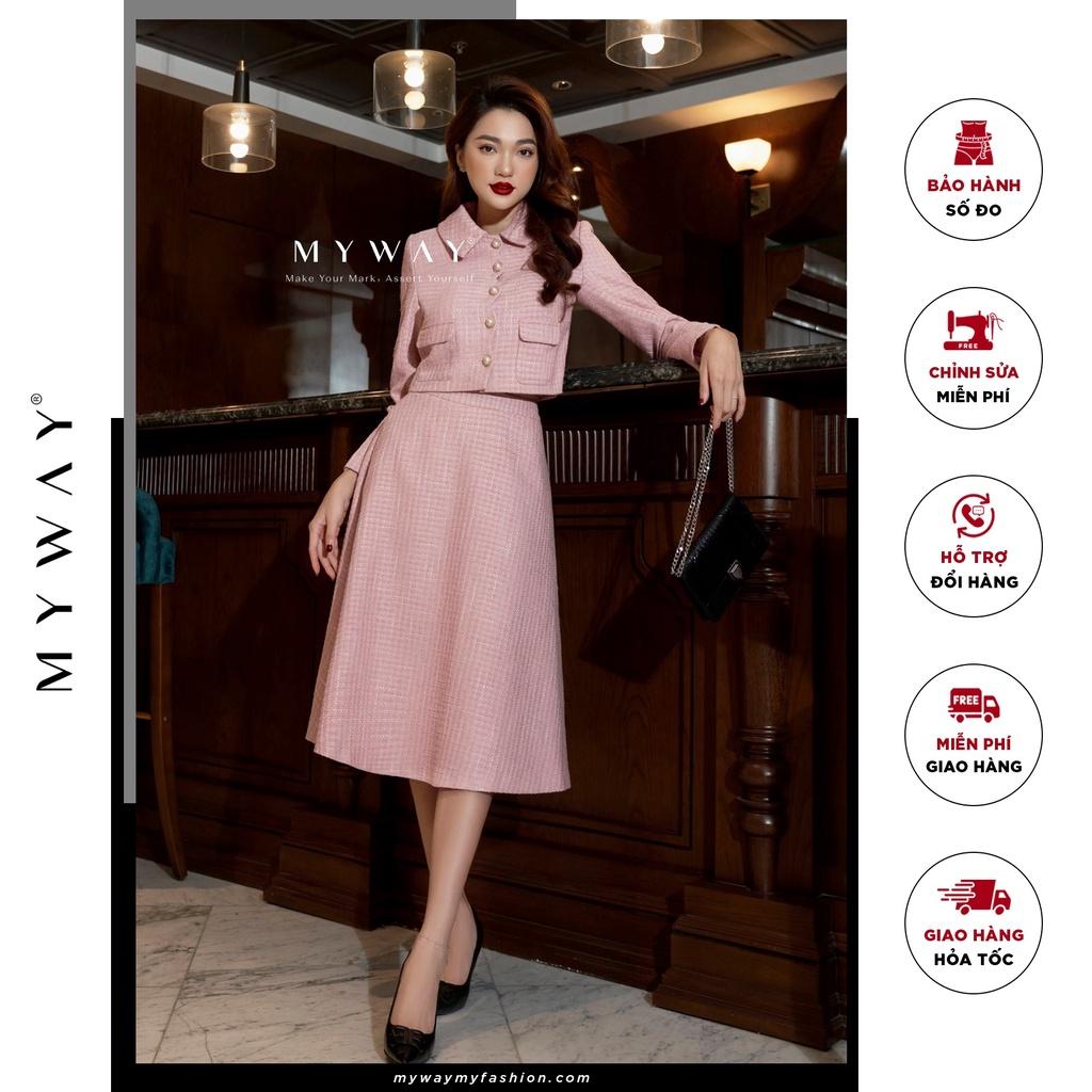 Chân Váy Dạ Tweed My Way Dáng Xòe Cạp Cao Sang Trọng MCXB257