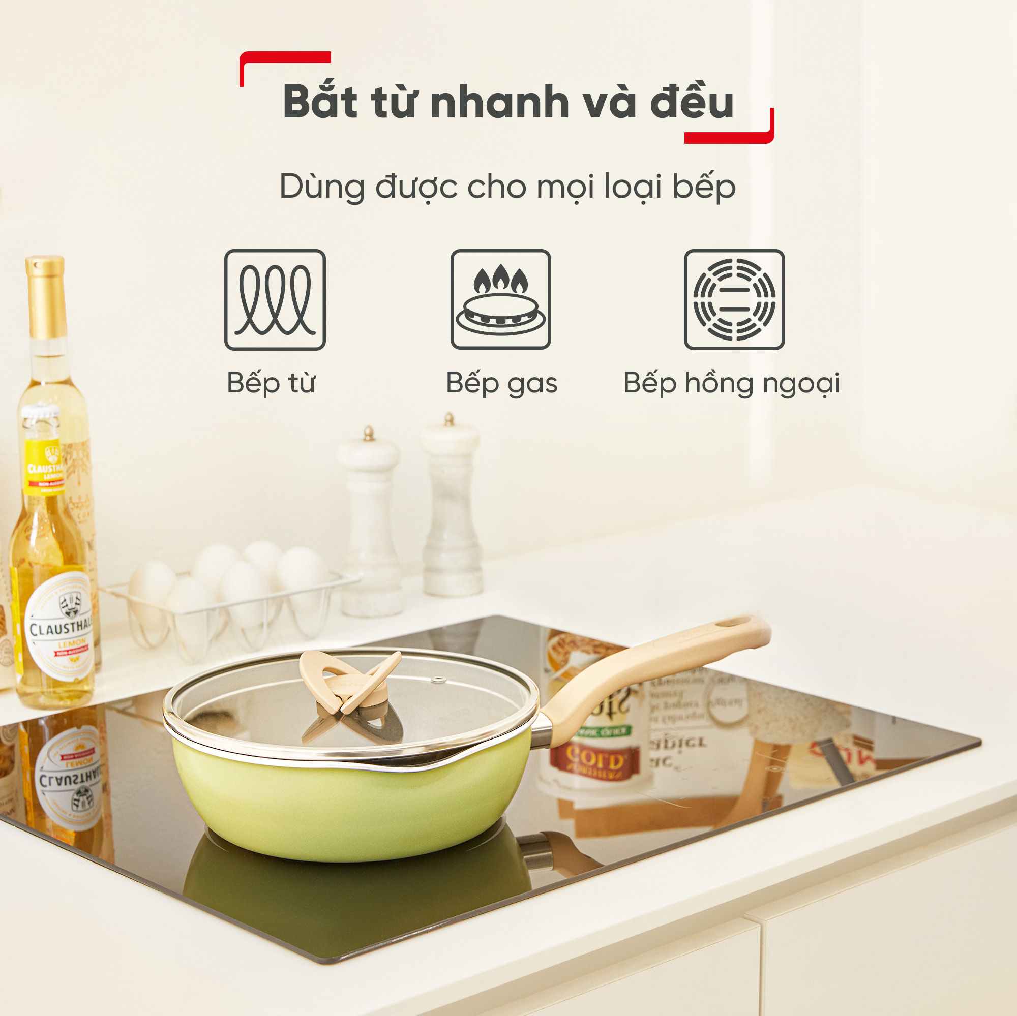 Chảo nồi có nắp chống dính đa năng Tefal One Pick Pot Pan 3 trong 1 - 22cm - Hàng chính hãng