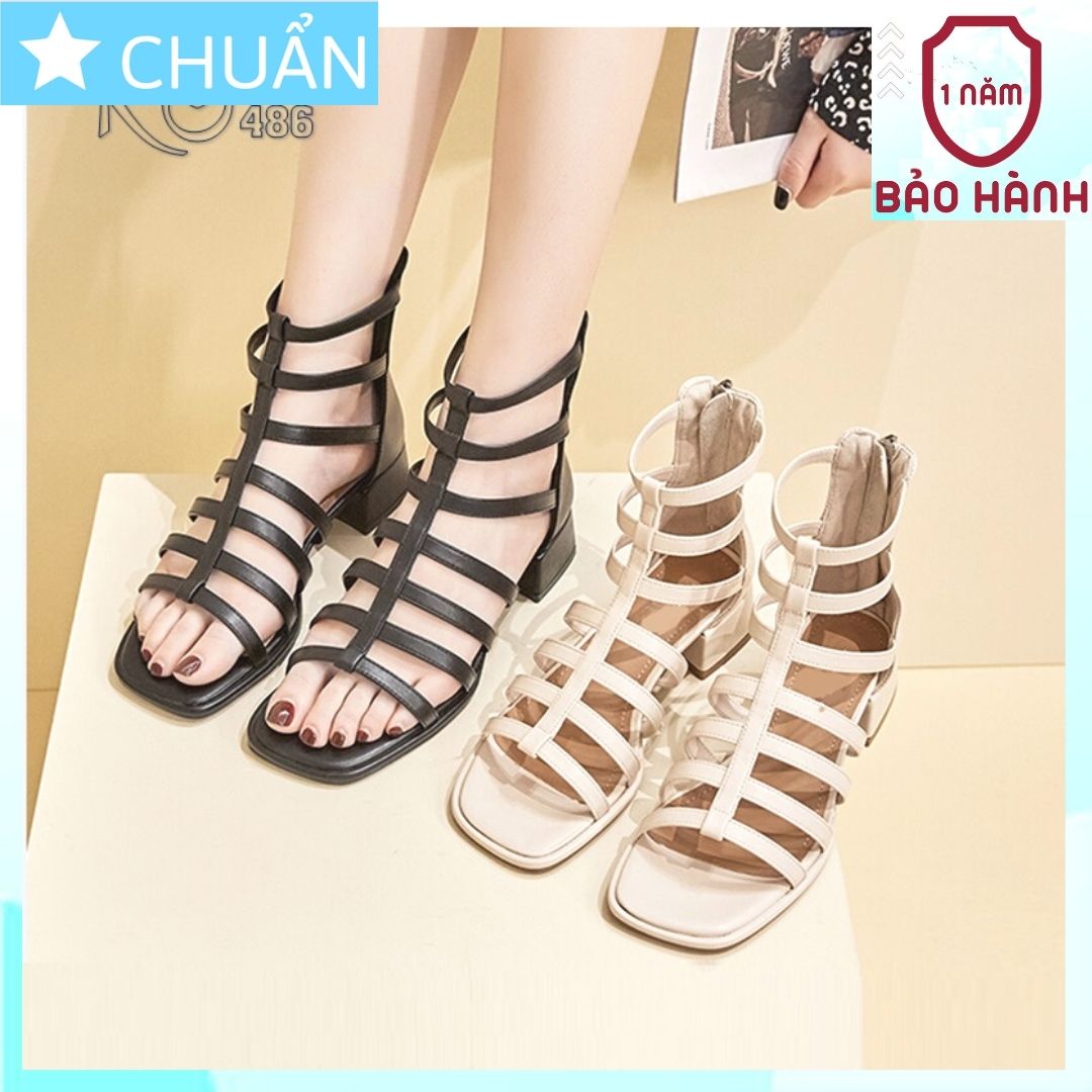 Giày Sandal Nữ Kiểu Chiến Binh 4p RO486 ROSATA tại BCASHOP Cho Cô Nàng Tự Tin Thể Hiện Cá Tính - Màu Đen