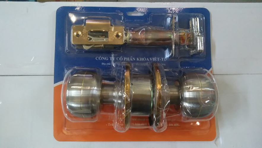 Ổ khóa cửa tay nắm tròn Việt Tiệp 04212 cò ngắn / cò dài, chất liệu inox màu trắng vàng dành cho các loại cửa thông phòng có chất liệu làm từ gỗ, nhựa, nhôm, sắt,..