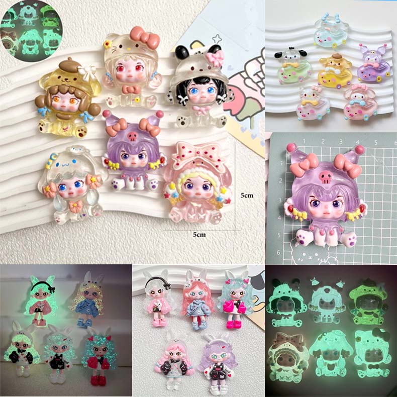 Tổng Hợp Charm Phát Sáng DIY, Trang Trí, Quà Tặng Nhiều Mẫu Mã Mô Hình Capybara Labubu Cua Kuromi Thỏ KiKi