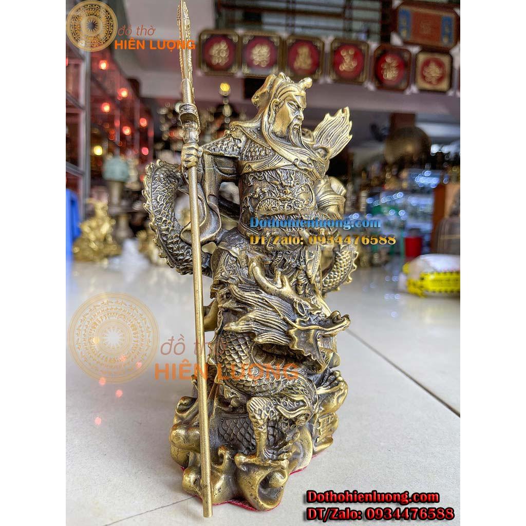 Tượng Quan Công - Quan Vân Trương Cưỡi Rồng Bằng Đồng Cao 21cm Đẹp Tinh Xảo