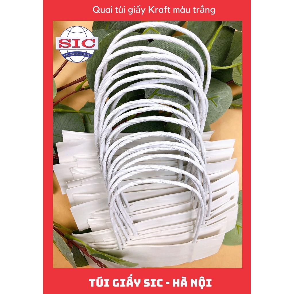 QUAI TÚI GIẤY KRAFT MÀU TRẮNG (ẢNH THẬT)