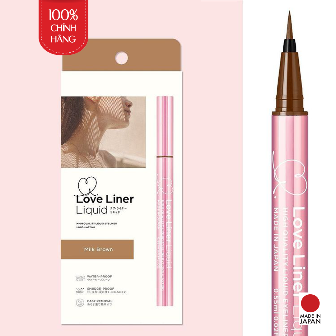 Bút Kẻ Viền Mắt Nhật Bản Không Thấm Nước, Bền Màu, Lâu Trôi Love Liner Liquid Milk Brown Màu Nâu Sữa