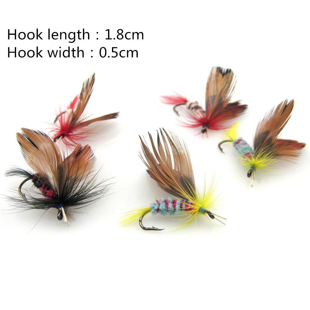 24Pcs Trout Fly Fishing Flies Dry Lures Baits Tackle Hooks Set + Fly Box