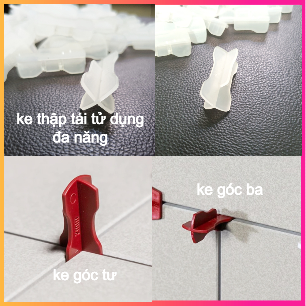 Ke Chữ Thập Tái Sử Dụng Nhựa PP - Ke Góc Ba - Góc Tư - Mạch Gạch 1mm - 1.5mm - Sản Phẩm To Dễ Dàng Cầm Nắm