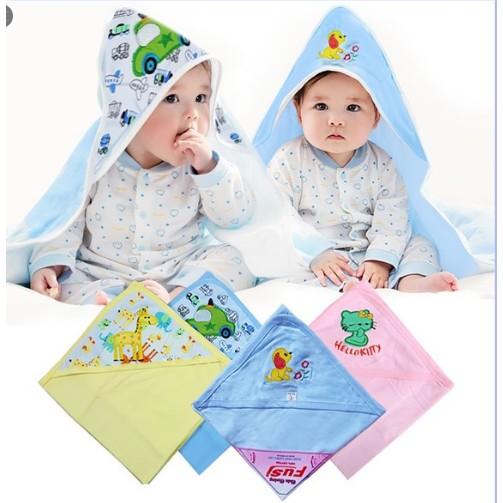 Khăn ủ cotton  kèm mũ loại cao cấp cho bé chất cực đẹp