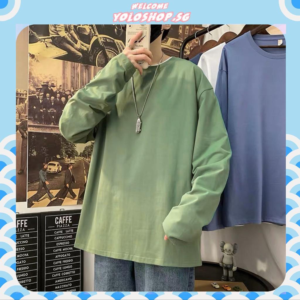 Áo Thun Tay Dài Trơn Basic XANH VỎ ĐẬU Thu Đông Unisex