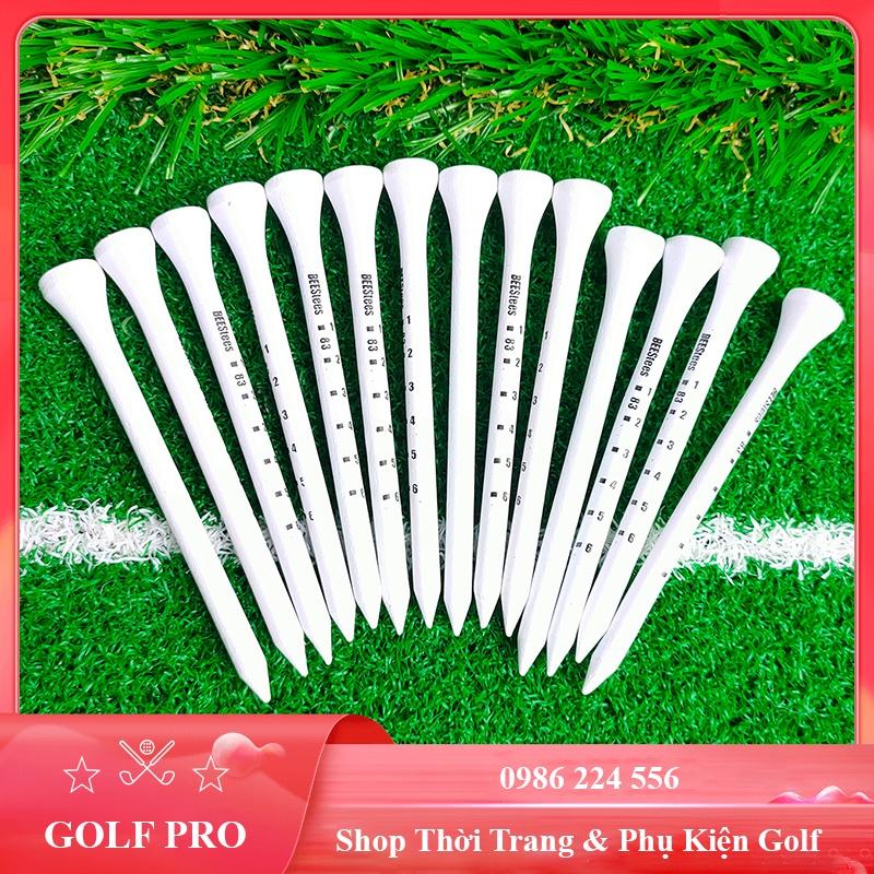 Tee golf gỗ dài màu trắng cứng cáp chắc chắn túi 10 chiếc TH002